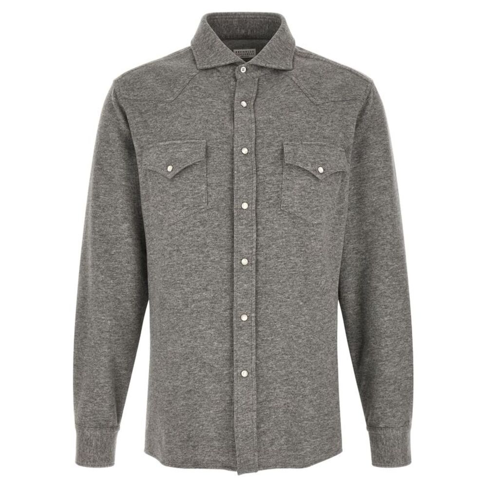Brunello Cucinelli Gray Cashmere Men's Blouse